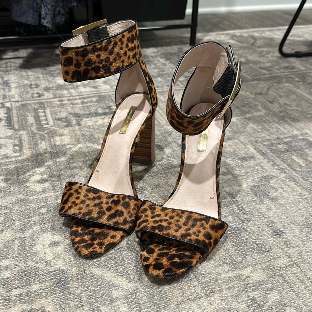 Louise et Cie Leopard Pony Hair heels